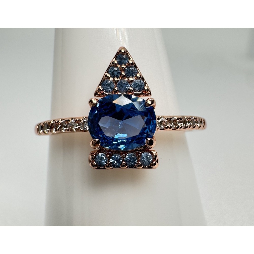 Ring Bomb Party RBP5536 The Regal Arrow Aqua Blue Spinel Rose Gold Ring Size 8